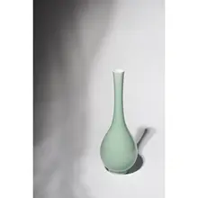 景德 手作りの花瓶【碧色・長ネック・高さ24.5cm・デスク用】