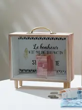 個性的な貯金箱【透明ガラス・紙幣と硬貨収納可能】