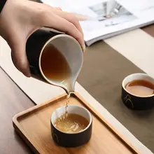 中式復古デザインの茶器セット【陶器・家庭用・高級ハンドルカップ・分茶器】