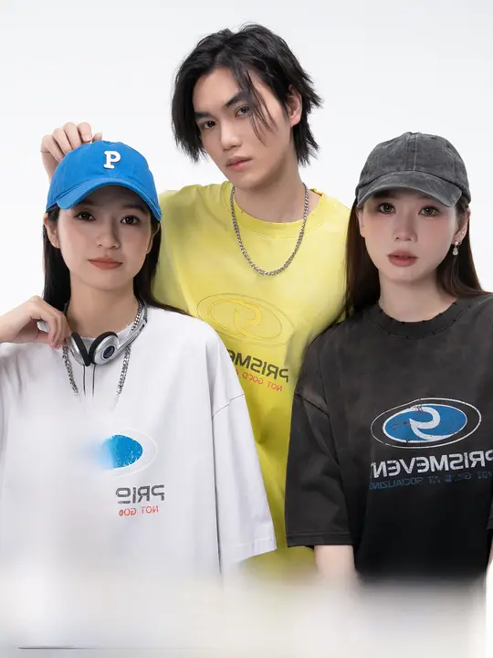 PMET ウォッシュプリントTシャツ【ダメージ加工・春用・クルーネック・ルーズフィット】