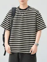 Tシャツ メンズ 半袖 ボーダー 接触冷感 ひんやり ルーズ カジュアル 夏 トップス 「HAOZHI」