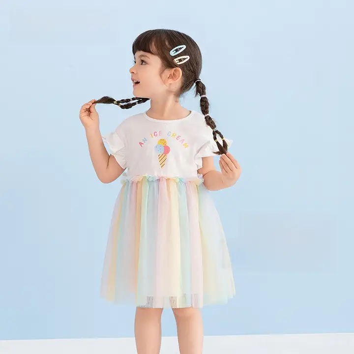 子供用プリンセスドレス【短袖・チュール・夏用・かわいいデザイン】