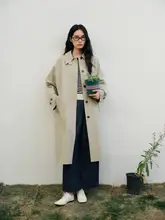 ロングトレンチコート【クラシックデザイン・小さめの折り返しカラー・シルエットを引き締める】