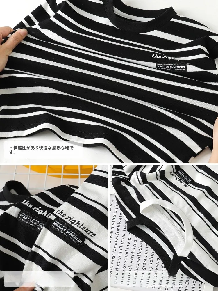 男の子用ストライプ長袖Tシャツ：5000円以下で秋・春に最適なカジュアルトップス