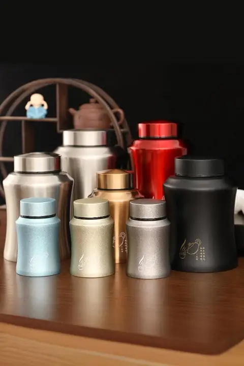 ステンレス製茶葉保存缶【大サイズ・密閉蓋・携帯用・金属製】