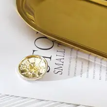 クールなライオンヘッドデザイン金属ボタン付きツイードジャケット【装飾性あり】