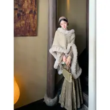 暖かさを感じる！透かしデザインのフリンジニットカーディガン【秋冬用・厚手】