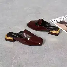 夏用 レディース 本革 フラットミュールシューズ【ポインテッドトゥ・エナメル仕上げ・外出用】