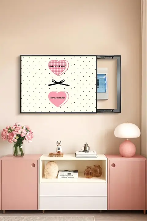 ハート型のかわいい電気メーターボックス用装飾画【マルチメディアボックスカバー】