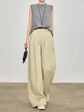 女性用 夏用 ストレートカット ワイドパンツ【フィット・高身長向け・極上の柔らかさ】（セットアップ対応）
