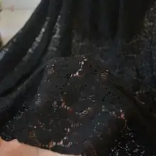 高級感ある黒の褶みレース生地【刺繍・広幅・ドレス用】

