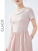 柔らかく上品なデザイン！接ぎ合わせ風ドレス【フレンチスタイル・ウエストシェイプ・ロング丈】（セットアップ対応）