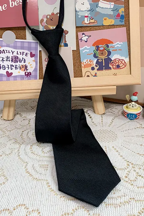 アイスクリームとクジラのストライプ手作りネクタイ【JK制服小物・デザイン】（セットアップ対応）