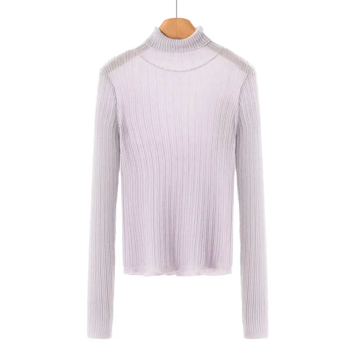 ウール混高領ニットトップス【小さなラメ入り・冬用】