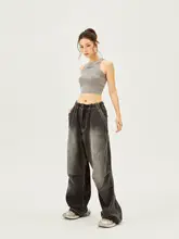 SEASIDE ウォッシュドデニムパンツ【レディース・春秋・ジャズダンススタイル・ワイドレッグ】