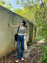 レトロハイウエストストレートデニムパンツ【女性用・スリムフィット・秋冬対応】