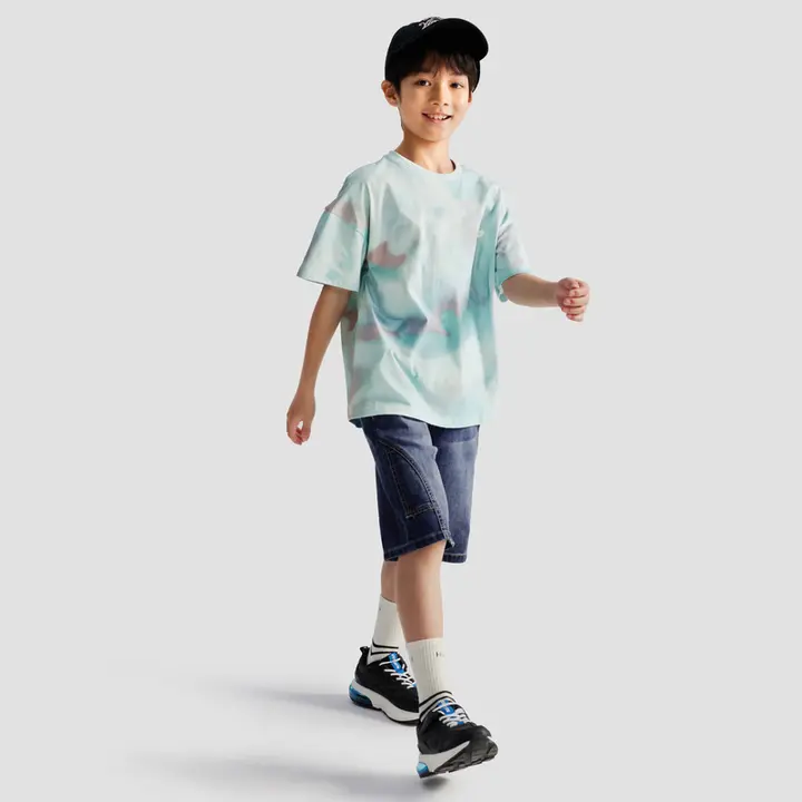 男の子用コットンデニムパンツ【柔らかな素材・夏用・五分丈】（セットアップ対応）
