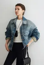 ブルーデニムのビンテージ風オーバーサイズジャケット【ルーズフィット・酵磨風・ユニセックス】