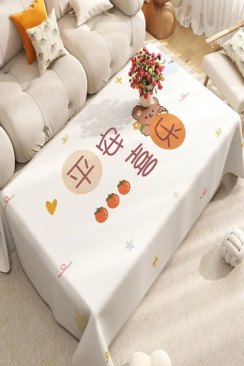 防水性と耐油性を兼ね備えた高級感あるリビング用テーブルクロス