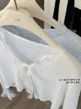 薄荷緑のキャミソールドレス用ショートニットカーディガン【春夏用・長袖・UVカット】