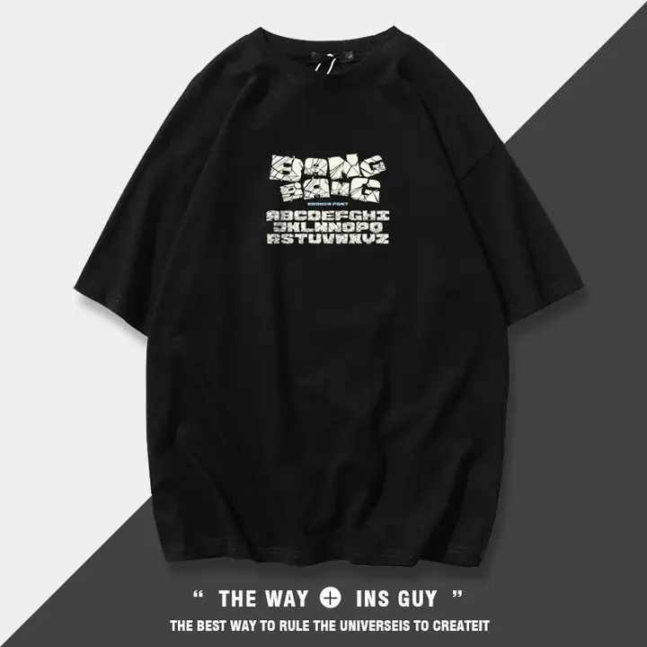棉素材 メンズTシャツ【アメリカンストリートデザイン・夏用・短袖・ルーズフィット】