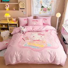 全棉キュートなプリンセスデザインのベッドリネン【シングル・ダブル対応・四点セット】（セットアップ対応）