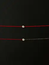 モザンビットダイヤモンドのハーフロープハーフチェーンブレスレット【925純銀・赤い紐・シンプルで華やか】