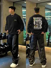 アメリカンストリートスタイルのレトロプリント長袖Tシャツ【秋冬用・コットン100%・重厚感あり】