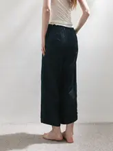 シルク製 ジャカードデザインのパンツ【ウエストゴム・カジュアル・ストレートレッグ】