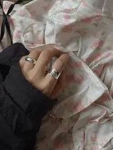 925純銀製 開口リップリング【不規則な波形・ハンドメイド・折り返しデザイン】