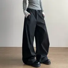 アメリカンスタイルの高級感あるプリーツワイドパンツ【レトロ・ゆったり・ストレート】
