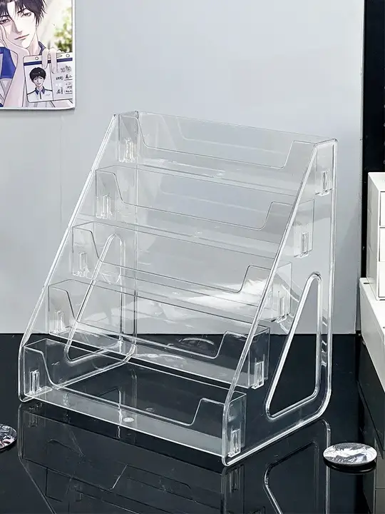 透明アクリル製小型四角形ディスプレイラック【ミニサイズ・階段型デザイン】