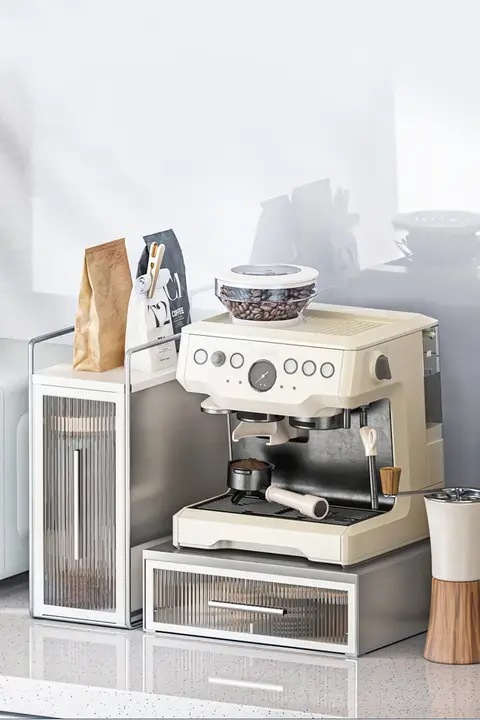 デスク用引き出し収納ラック【茶葉収納・防塵デザイン・コーヒーメーカー用】