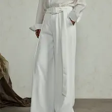 感あるデザインのワイドパンツ【高級感のある飾り帯付き・カジュアルスタイル・穴��あけ不要】（セットアップ対応）