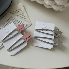 Y2Kスタイル 星型レターヘアクリップ【前髪用・ダックビル型・おしゃれ】