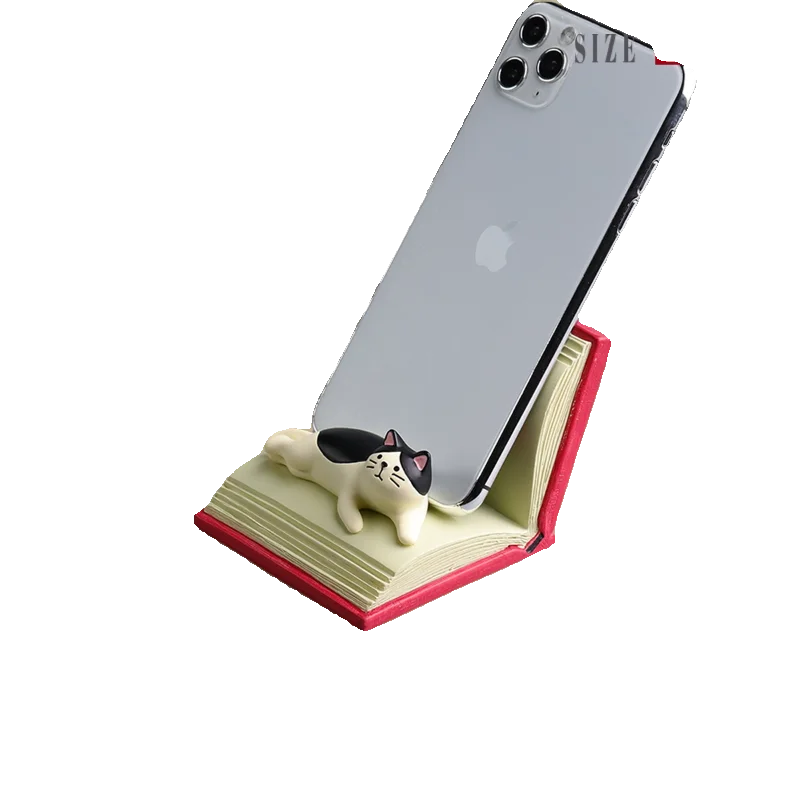猫デザインの本型スマホスタンド【家庭やオフィスのデスク装飾に最適】