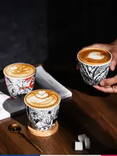 シンプルで魅力的な陶器製コーヒー杯【家庭用・ラテアート対応・持ちやすいデザイン】