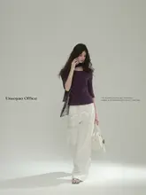 手作りの光沢感あるデザインのリッチなブローチ付きデニムパンツ【レトロスタイル・夏用・薄手コットン】