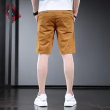 メンズ薄手イエローショートパンツ【カジュアル・5分丈・フィット・夏用】