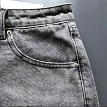 ホワイトハイウエストデニムショートパンツ【ダメージデザイン・Aライン・フリンジ・ルーズフィット】