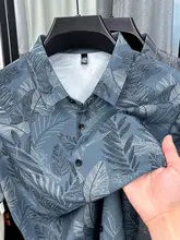 国風デザインの短袖花柄シャツ【夏用・男士用・フィット】