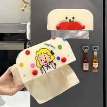 壁掛け式の磁吸ティッシュ収納ボックス【キッチン用・穴あけ不要・カラフルデザイン】