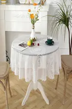 白色レース製 円形テーブルクロス【刺繍・フラワーレース・高級感】