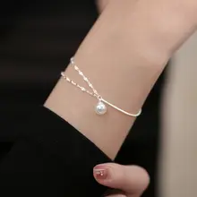 小麋人 925純銀製 ダブルレイヤーシェルビーズブレスレット【女性用・スタイリッシュ・上品・学生向け】