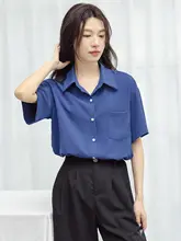 通勤用 ブルーシャツ【夏用・ゆったり・短袖・フレンチスタイル】