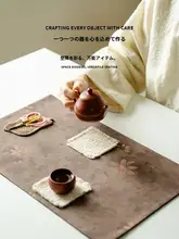 コットンリネン製の粗いテクスチャーのフリンジ付き四角茶トレー【茶道用・洗練されたデザイン】