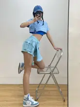 GQSTORE ヴィンテージ風 ワークデニムショートパンツ【ハイウエスト・不規則カット・フリンジ仕上げ】