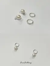 FF シンプルなデザインパール吊り下げピアス【S925シルバー製・高級感あり】