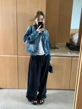 Xzichic デニムジャケット【クラシックデザイン・ボタン留め・ショート丈・コットン90%】
