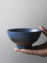 手作りの高脚粗陶飯碗【ミニマルデザイン・電子レンジ対応・カップル用】（セットアップ対応）